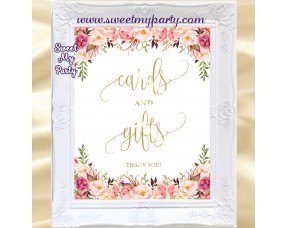 Blush Wedding Cards and Gifts sign, Wedding Sign, (57w)